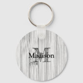 Afdruk van roodgrijs bamboe Monogram Sleutelhanger (Achterkant)