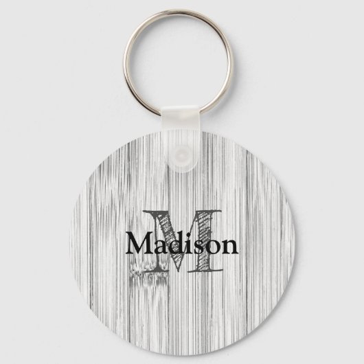 Afdruk van roodgrijs bamboe Monogram Sleutelhanger (Achterkant)