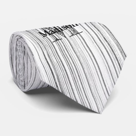 Afdruk van roodgrijs bamboe Monogram Stropdas (Opgerold)