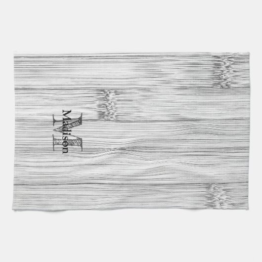 Afdruk van roodgrijs bamboe Monogram Theedoek (Horizontaal)