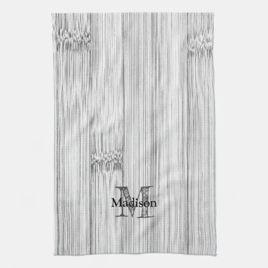 Afdruk van roodgrijs bamboe Monogram Theedoek (Verticaal)