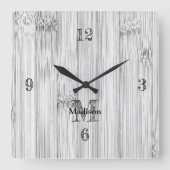 Afdruk van roodgrijs bamboe Monogram Vierkante Klok (Voorkant)