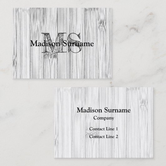 Afdruk van roodgrijs bamboe Monogram Visitekaartje (Voorkant / Achterkant)