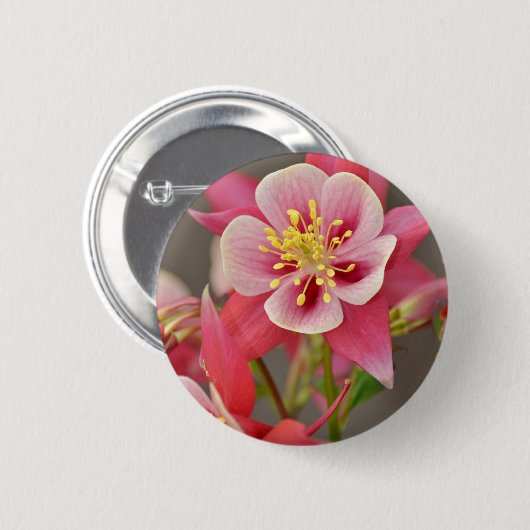 Afdruk van roze bloemen ronde button 5,7 cm (Voorkant /achterkant)