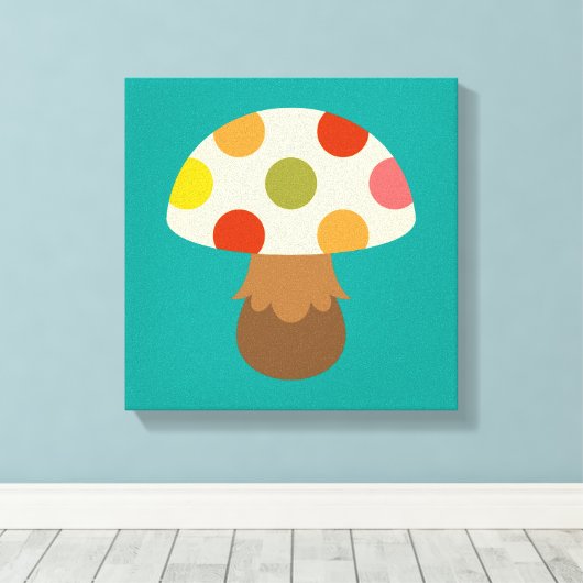 Afdruk van schilderdoeken van kleurige paddenstoel canvas afdruk (Insitu (Houten vloer))