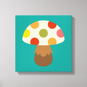 Afdruk van schilderdoeken van kleurige paddenstoel canvas afdruk