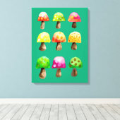 Afdruk van schilderdoeken van kleurige paddenstoel canvas afdruk (Insitu (Houten vloer))