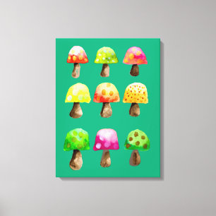 Afdruk van schilderdoeken van kleurige paddenstoel canvas afdruk
