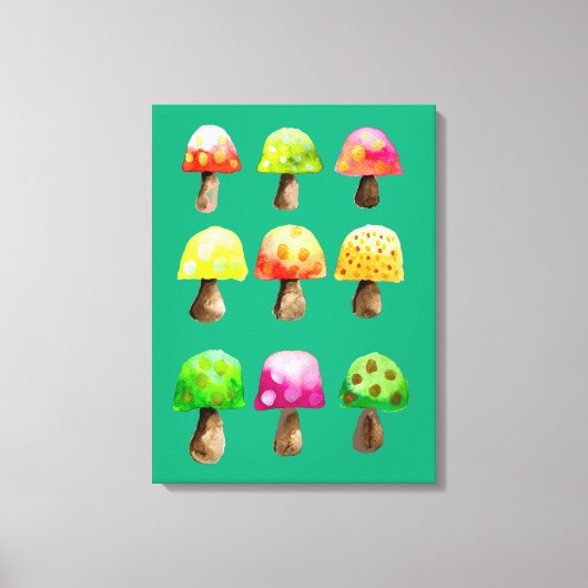 Afdruk van schilderdoeken van kleurige paddenstoel canvas afdruk (Voorkant)