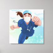 Afdruk van schilderwerk van vliegende damestudokte canvas afdruk (Voorkant)