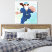 Afdruk van schilderwerk van vliegende damestudokte canvas afdruk (Insitu (Slaapkamer))