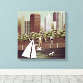 Afdruk van stedelijk landschapscanvas canvas afdruk (Insitu (Houten vloer))