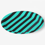 Afdruk van turquoise en zwarte strepen papieren bordje (Gekanteld)