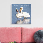 Afdruk van twee grappige pelikanen canvas afdruk (Insitu (Woonkamer))