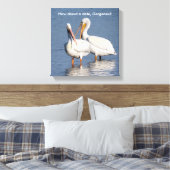 Afdruk van twee grappige pelikanen canvas afdruk (Insitu (Slaapkamer))