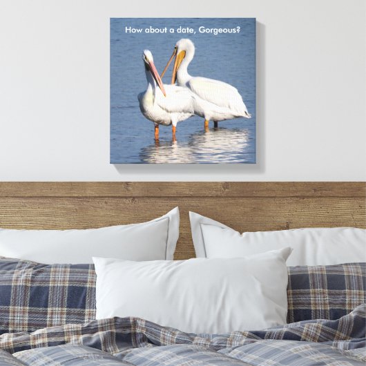 Afdruk van twee grappige pelikanen canvas afdruk (Insitu (Slaapkamer))