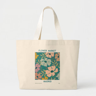 Afdruk van ventilatormarkt Madrid Grote Tote Bag