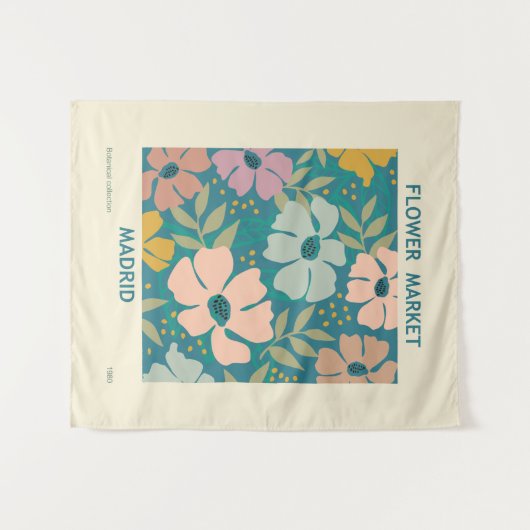 Afdruk van ventilatormarkt Madrid Wandkleed (Voorkant (horizontaal))