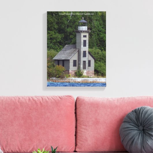 Afdruk van vuurtoren van Grand Island East Channel Canvas Afdruk (Insitu (Woonkamer))