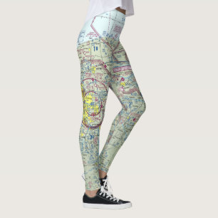 Afdruk van Yoga Pants/Leggings-luchtvaartkaart Leggings