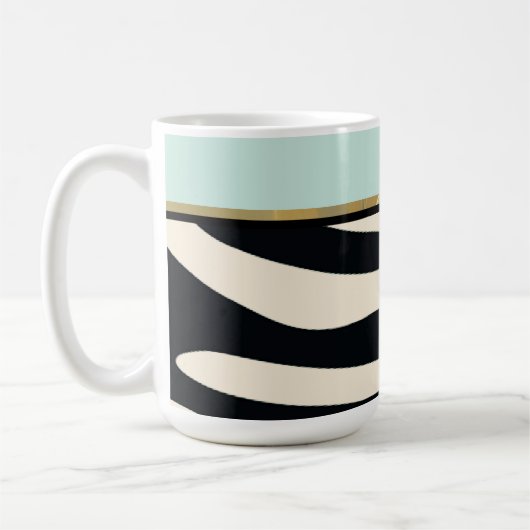 Afdruk van zwart-wit en zwart-wit koffiemok (Links)