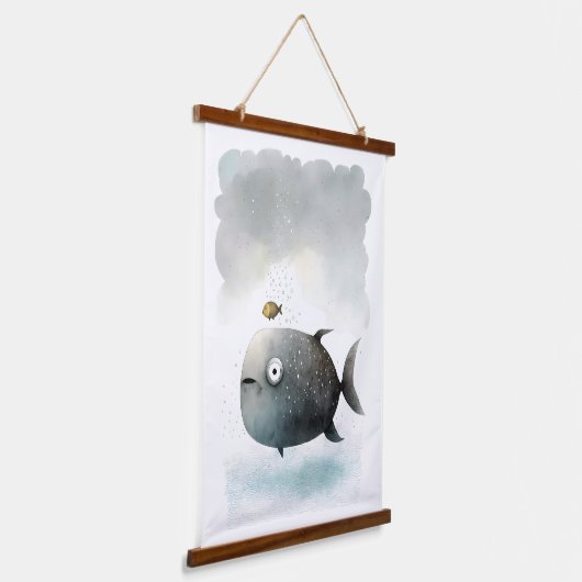 Afdruk viswaterverf hangend wandkleed (Gebogen)