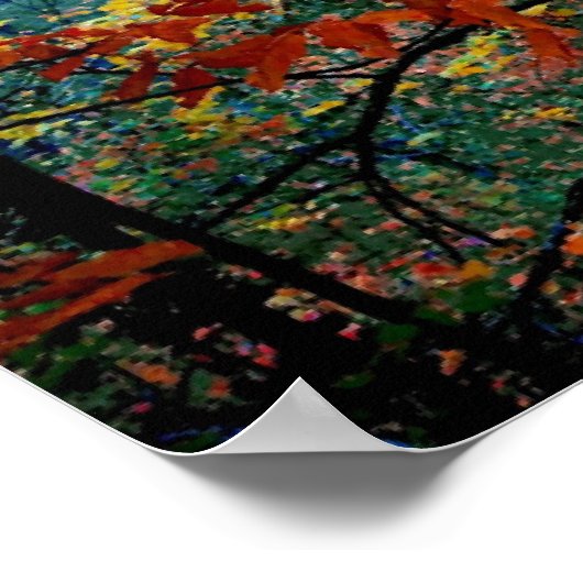 Afdruk Waterverf herfst geverfd bos Poster (Hoek)