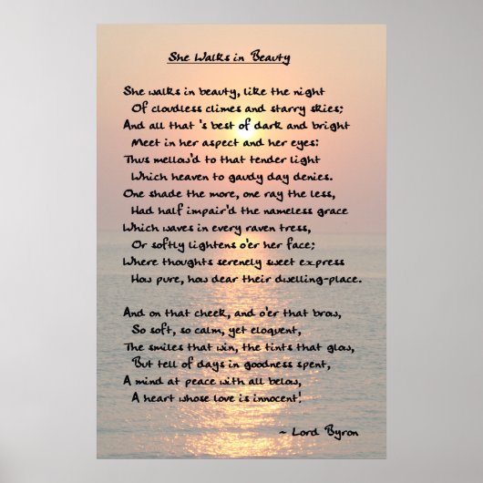 Afdruk "Ze loopt in schoonheid" Poster (Voorkant)