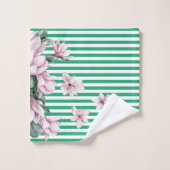 Afdruk zomer-, lente-, groene streep magnolia bad handdoek (Wasdoekje)