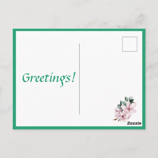 Afdruk zomer-, lente-, groene streep magnolia briefkaart (Achterkant)