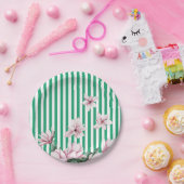 Afdruk zomer-, lente-, groene streep magnolia papieren bordje (Feest)