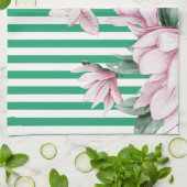 Afdruk zomer-, lente-, groene streep magnolia theedoek (Gevouwen)