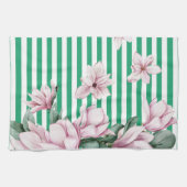 Afdruk zomer-, lente-, groene streep magnolia theedoek (Horizontaal)