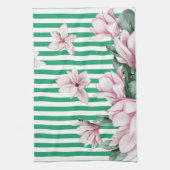 Afdruk zomer-, lente-, groene streep magnolia theedoek (Verticaal)