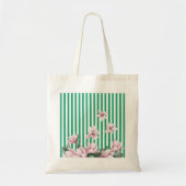 Afdruk zomer-, lente-, groene streep magnolia tote bag (Voorkant)