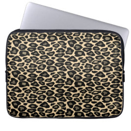 Afdruk zwart en tan-luipaard laptop sleeve