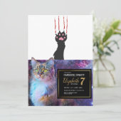 Afdruk zwart kattepoot - achtergrondkleur kiezen kaart (Staand voorkant)