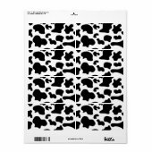 Afdruk zwart-wit Koe Etiket (Full Sheet)