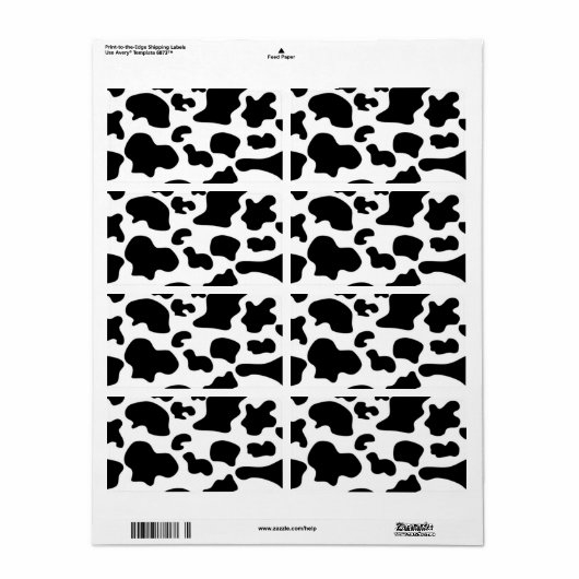 Afdruk zwart-wit Koe Etiket (Full Sheet)