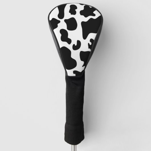 Afdruk zwart-wit Koe Golfheadcover (Voorkant)