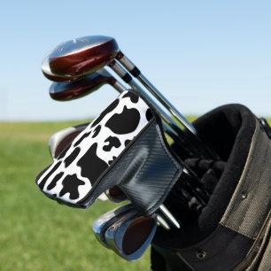 Afdruk zwart-wit Koe Golfheadcover