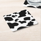 Afdruk zwart-wit Koe Kartonnen Onderzetters (Schuin)