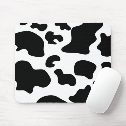Afdruk zwart-wit Koe Muismat (Met muis)