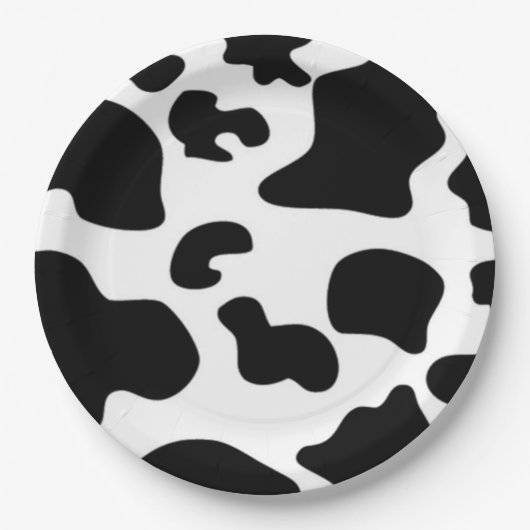 Afdruk zwart-wit Koe Papieren Bordje (Voorkant)