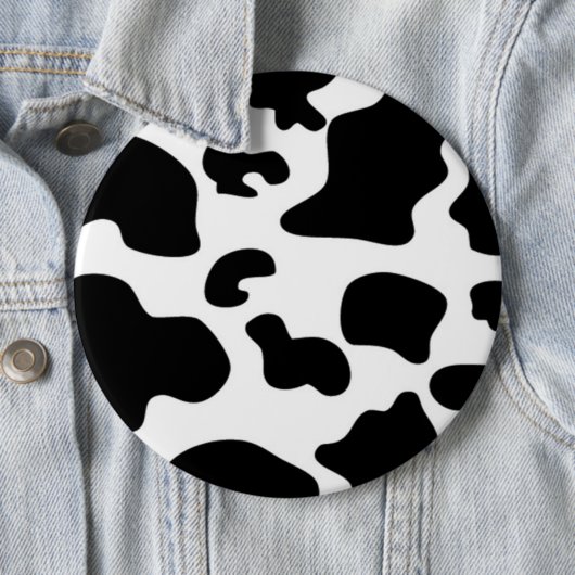 Afdruk zwart-wit Koe Ronde Button 6,0 Cm (In situ)