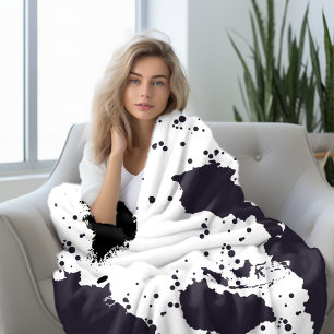 Afdruk zwarte koe fleece deken
