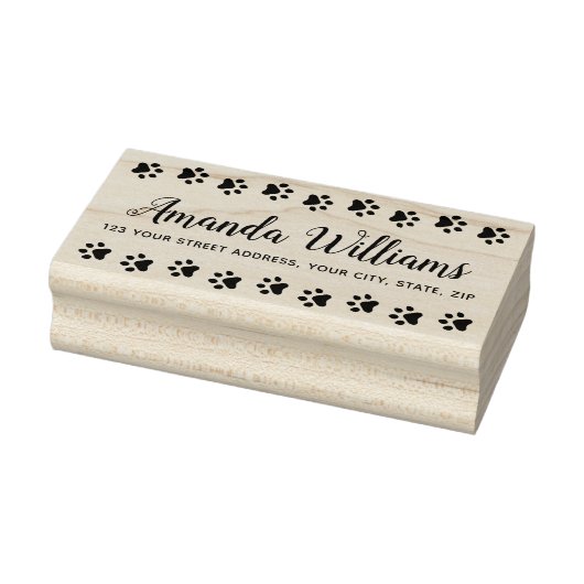 Afdrukadres met pootafdrukrand rubberstempel (Stempel)