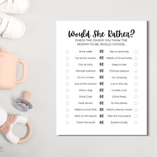 Afdrukbaar Baby Shower Spel: Zou Ze Liever? Briefhoofd