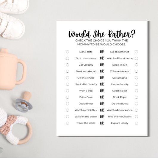 Afdrukbaar Baby Shower Spel: Zou Ze Liever?  Briefhoofd