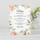 Afdrukbaar Bloemig Bruidsfeest Menu Kaart (Staand voorkant)